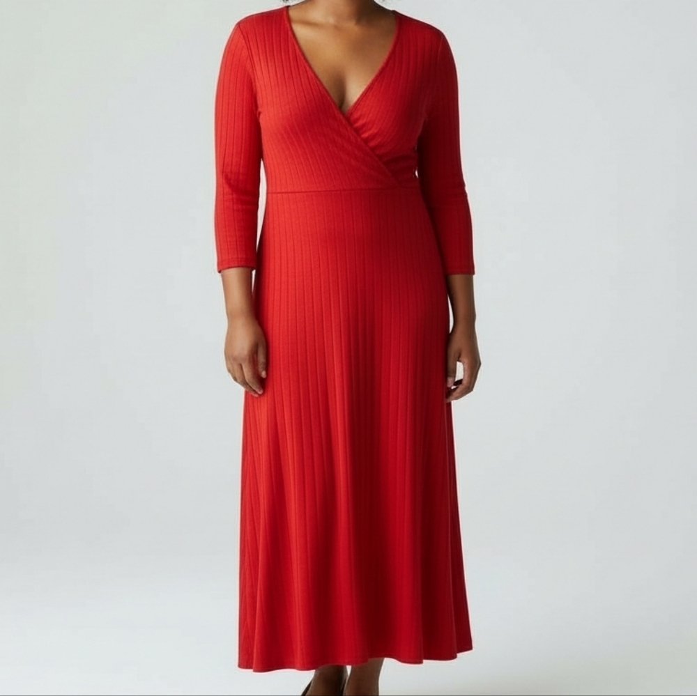 Jessica London Sweater Dress‎ Womens Plus Size 18/20 Red Pullover Party Ribbed